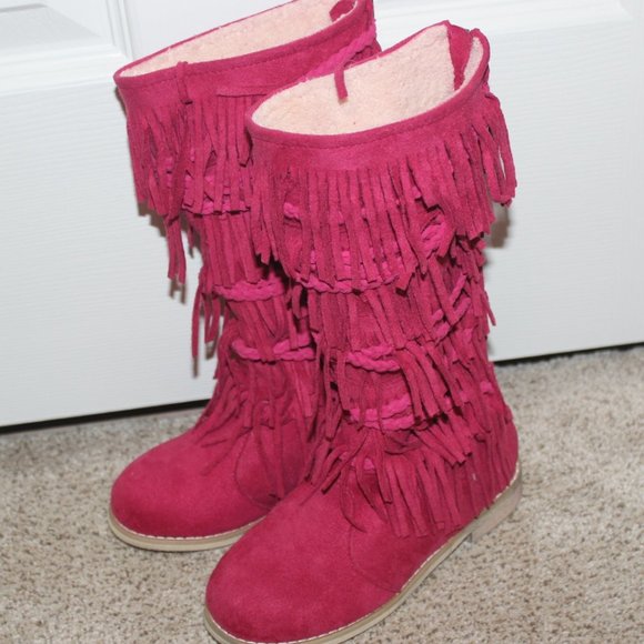 Joyfolie | Shoes | Euc Girls Joyfolie Bright Pink Fuchsia  EUC Girls Joyfolie Bright Pink Fuchsia Riley Fringe Tall Boots Toddler size 11
